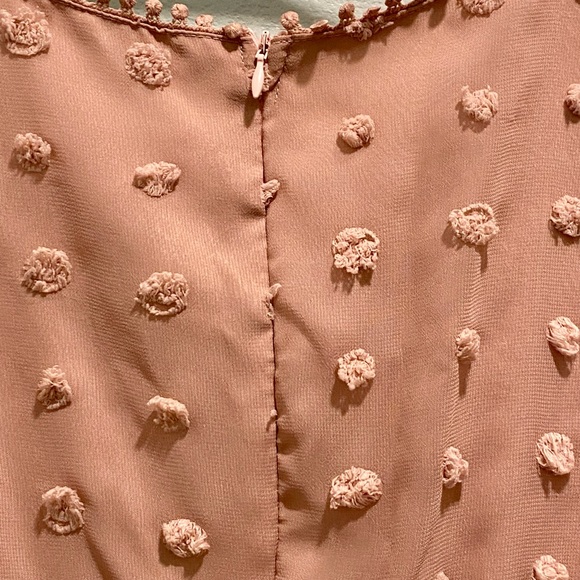 🌴HP🌴 Simplee Vintage Dusty Pink Swiss Dots Guipure Lace Dress - Picture 5 of 12